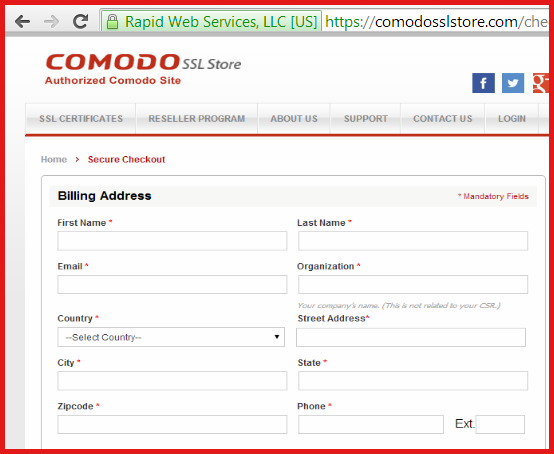 Secure login form with an SSL certificate