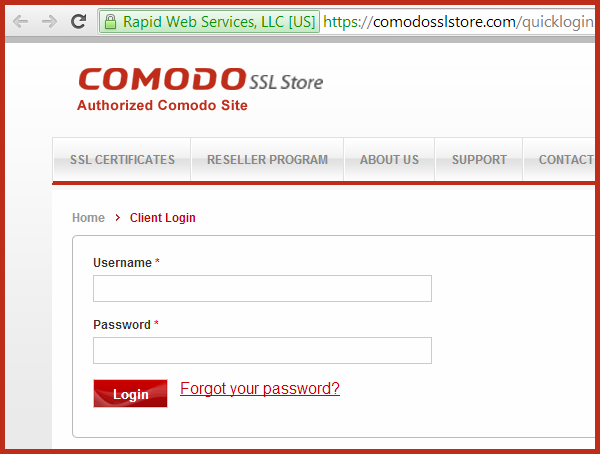 Secure login using an SSL certificate