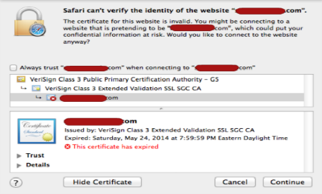 Expired SSL Certificate Safari (Apple)
