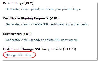 Manage SSL Sites - WHM/Cpanel