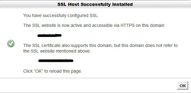 SSL Successfully Installed