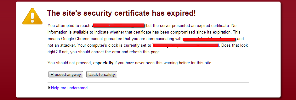 Site’s Security Certficate has Expired