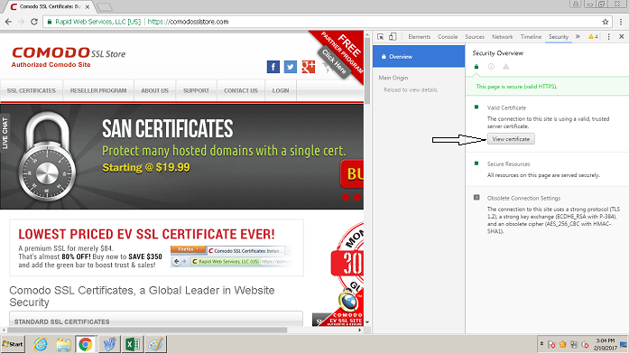 View SSL Certificate in Chrome 56