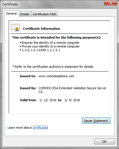 SSL Certificate Information