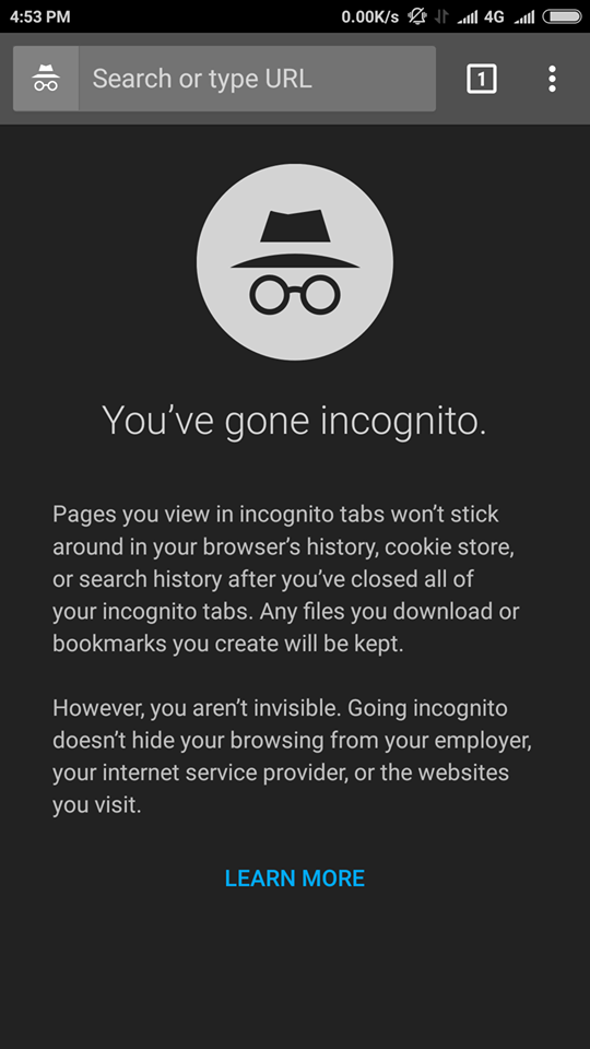 Incognito Window Android