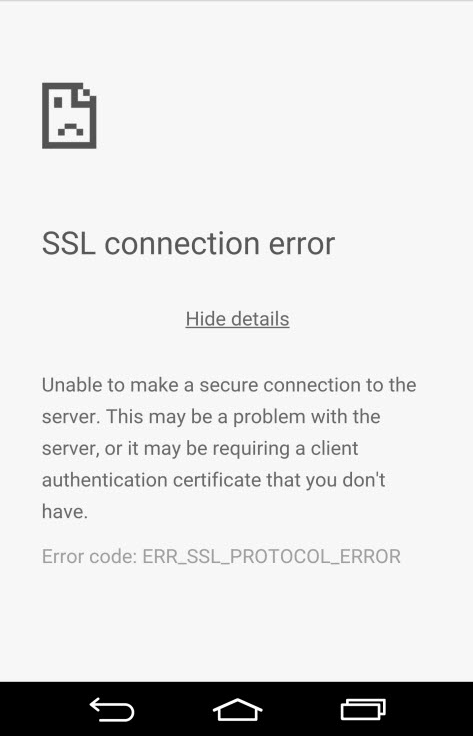 SSL Connection Error Android