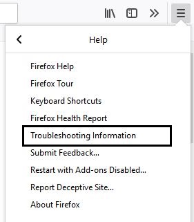 Troubleshooting Information Firefox