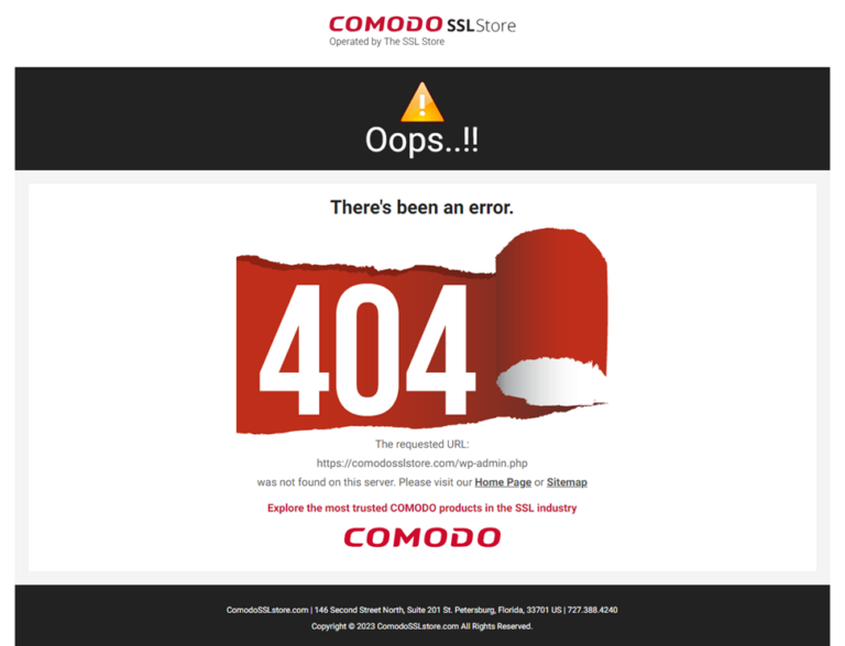 404 page not found wordpress admin
