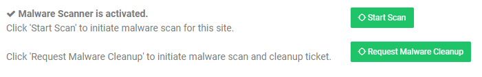 website malware scanner is activated