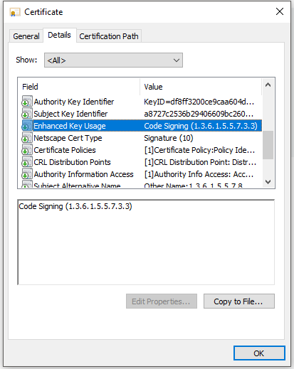 code signing enhanced key usage