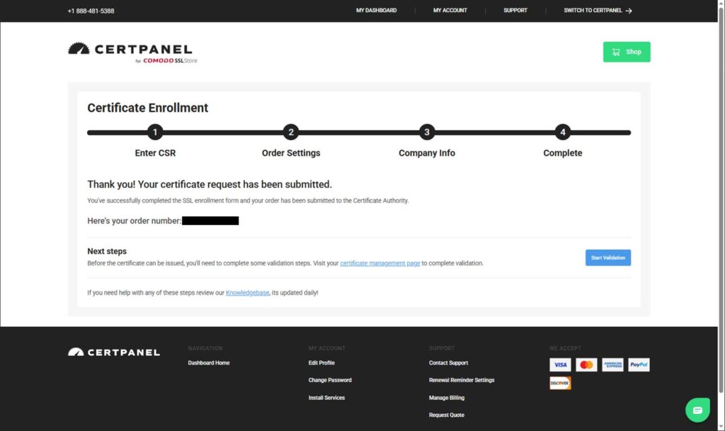 A quick look at the final screen of the Certificate Enrollment process, which is part of the process of how to get an SSL certificate for your website