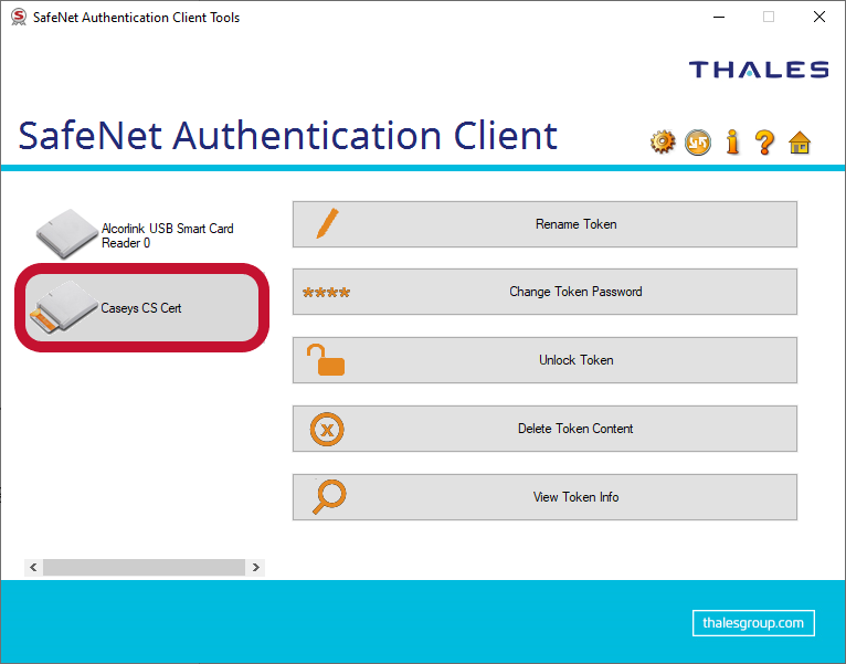 Where to find a secure USB token in the SafeNet Authentication Client