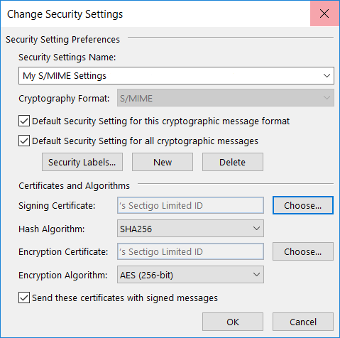 Graphic: Change Outlook settings when installing a secure email certificate