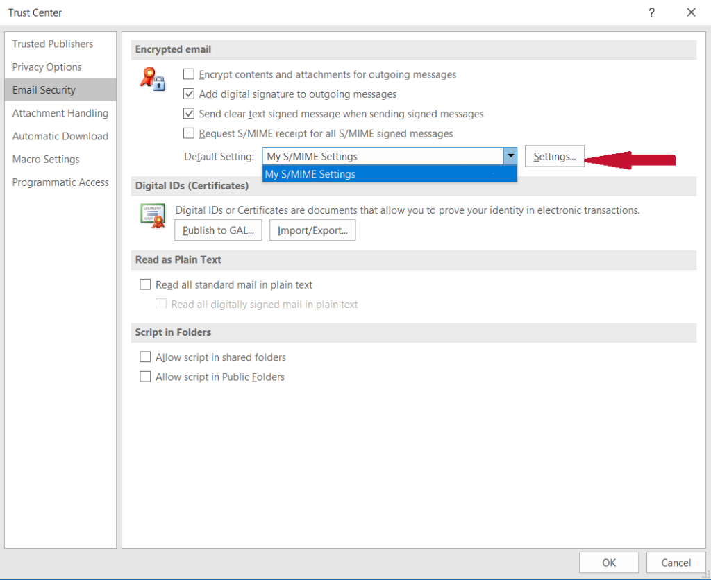 Graphic: Install a secure email certificate in Outlook