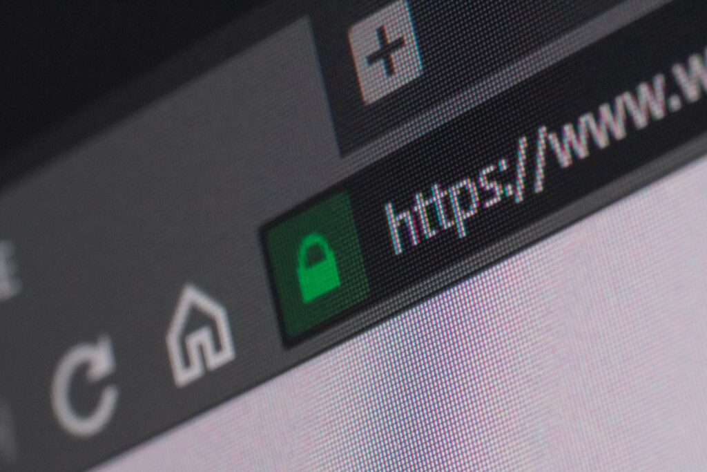 A URL beginning with the HTTPS scheme and lock symbol. 