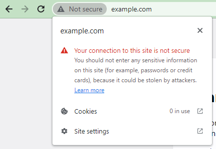 Not Secure warning on Chrome